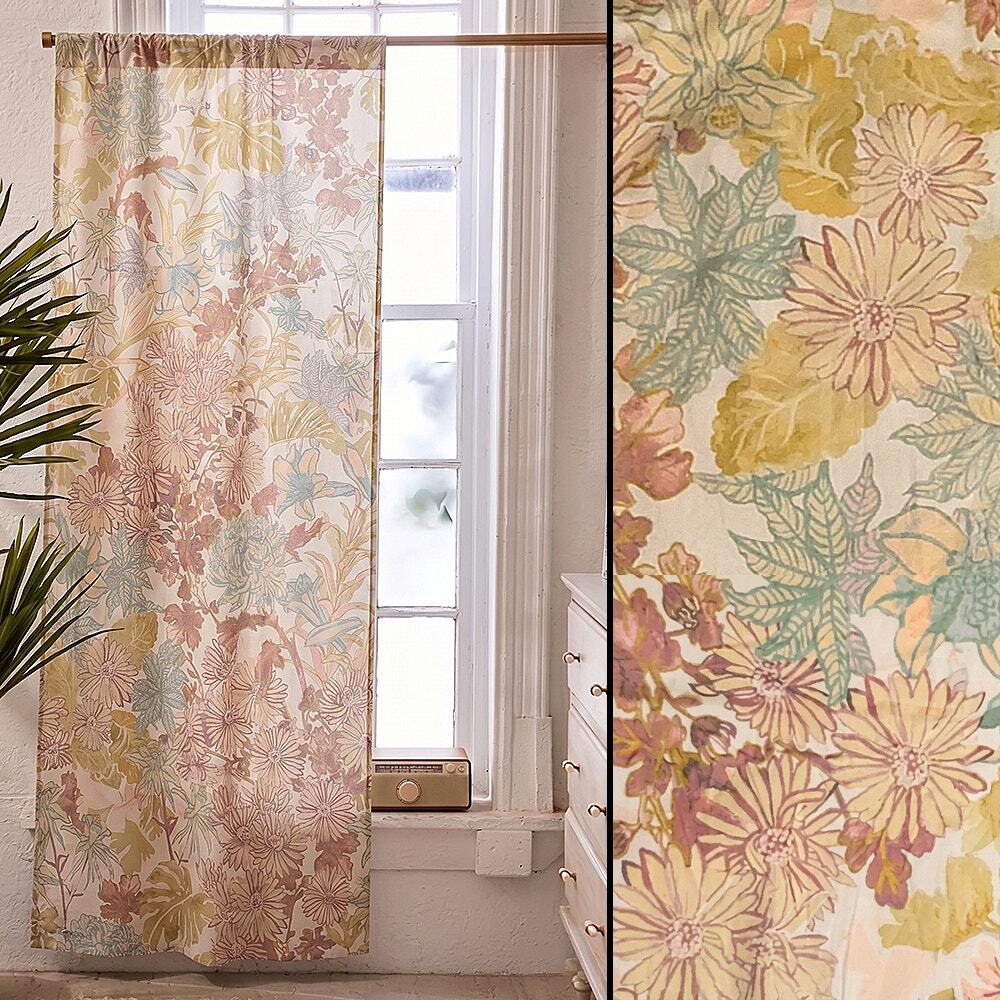 Urban Outfitters Makenna Etched Floral Blackout Window Curtain - New